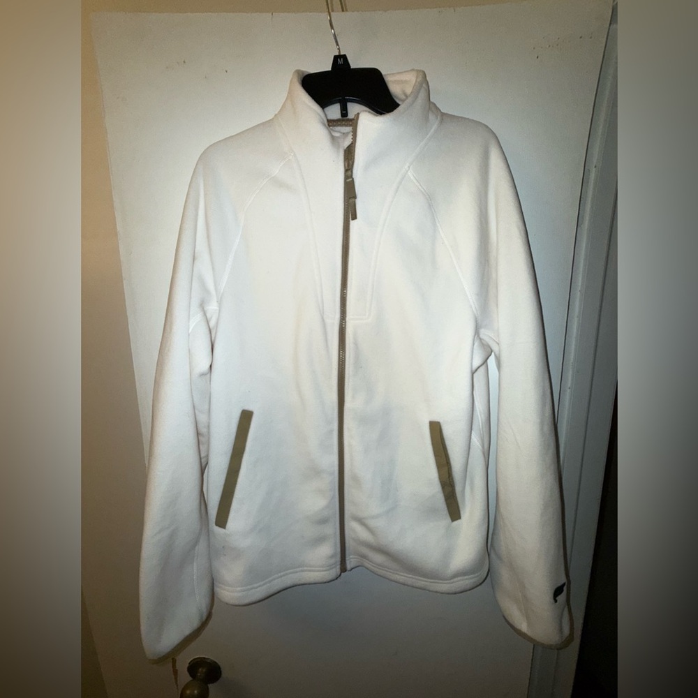 Fabletics White Jacket with Tan Accents
